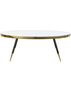 Table basse moderne Ovale en Métal Doré Noir Miroir Nimia - 1 2