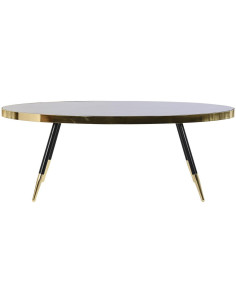 Table basse moderne Ovale en Metal Doré Noir Verre Noir Daisia - 1 2