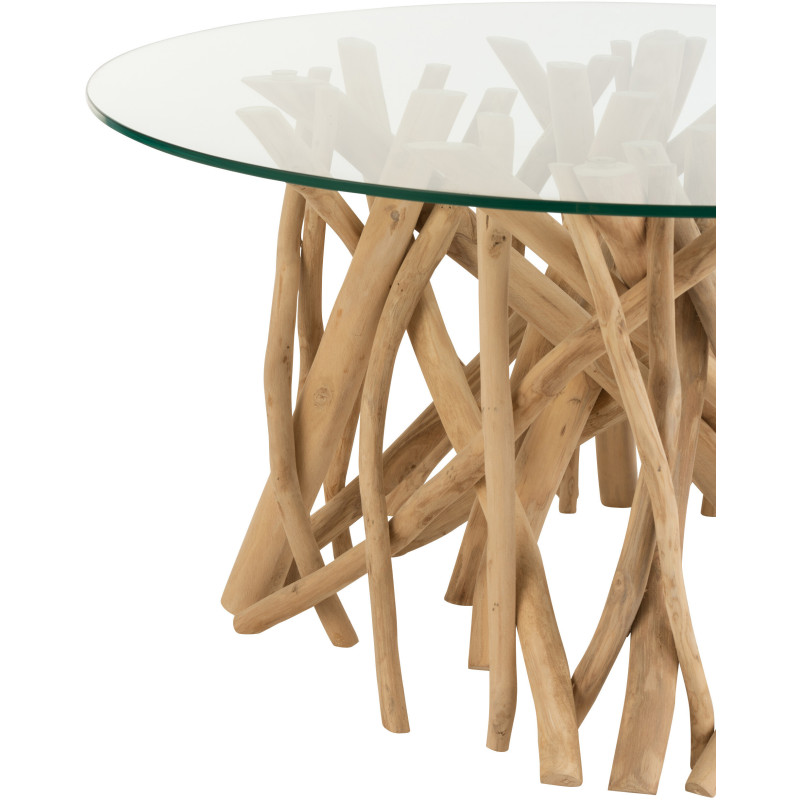 Table basse Ronde Eda en Bois de teck Naturel Verre - 2