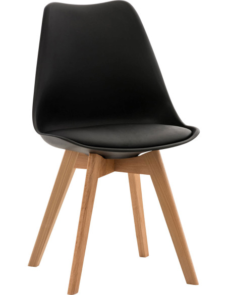 Chaise moderne scandinave en Polypropylène Polyuréthane Noir Bois de hêtre Naturel Floki - 1