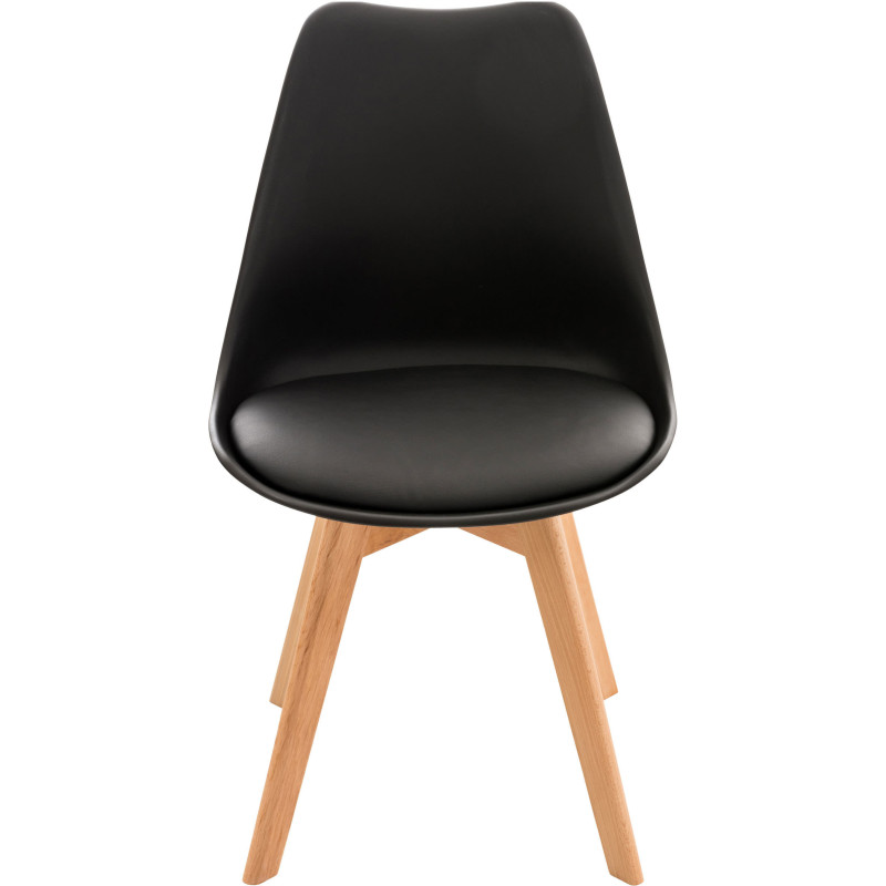 Chaise moderne scandinave en Polypropylène Polyuréthane Noir Bois de hêtre Naturel Floki - 2