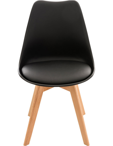 Chaise moderne scandinave en Polypropylène Polyuréthane Noir Bois de hêtre Naturel Floki - 2