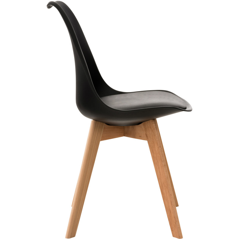 Chaise moderne scandinave en Polypropylène Polyuréthane Noir Bois de hêtre Naturel Floki - 3