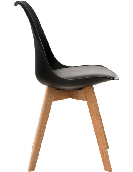 Chaise moderne scandinave en Polypropylène Polyuréthane Noir Bois de hêtre Naturel Floki - 3