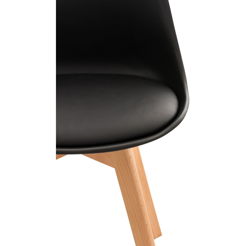 Chaise moderne scandinave en Polypropylène Polyuréthane Noir Bois de hêtre Naturel Floki - 5