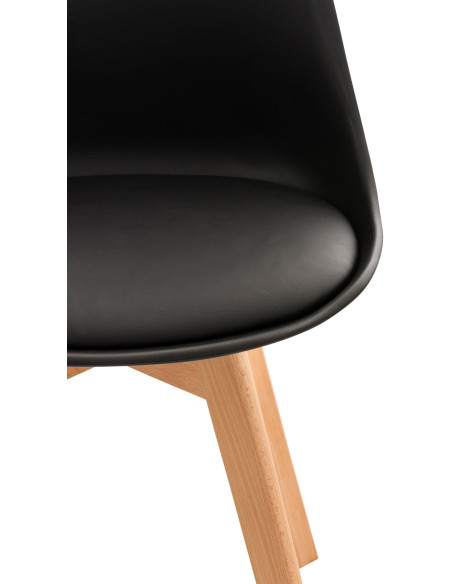 Chaise moderne scandinave en Polypropylène Polyuréthane Noir Bois de hêtre Naturel Floki - 5