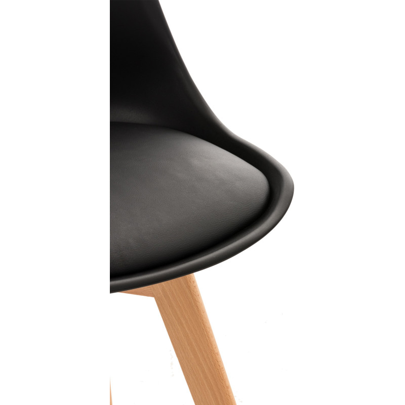 Chaise moderne scandinave en Polypropylène Polyuréthane Noir Bois de hêtre Naturel Floki - 6