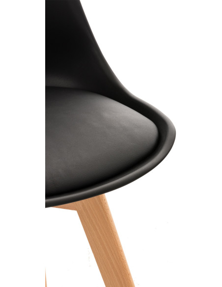 Chaise moderne scandinave en Polypropylène Polyuréthane Noir Bois de hêtre Naturel Floki - 6