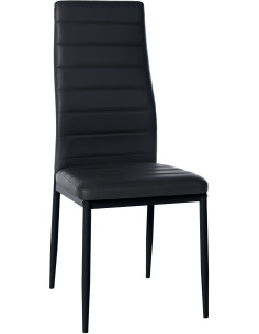 Chaise moderne dossier haut en Polyuréthane Noir Métal Noir Lina - 1
