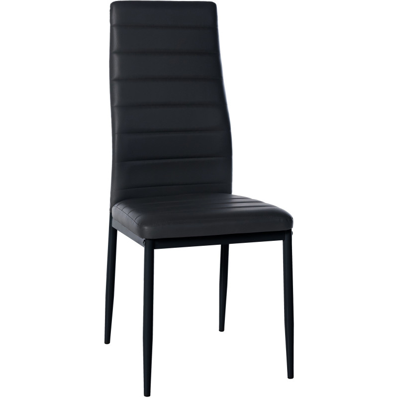 Chaise moderne dossier haut en Polyuréthane Noir Métal Noir Lina - 1