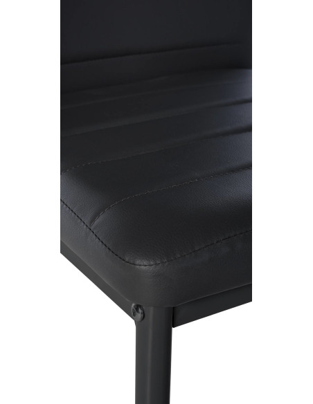 Chaise moderne dossier haut en Polyuréthane Noir Métal Noir Lina - 2