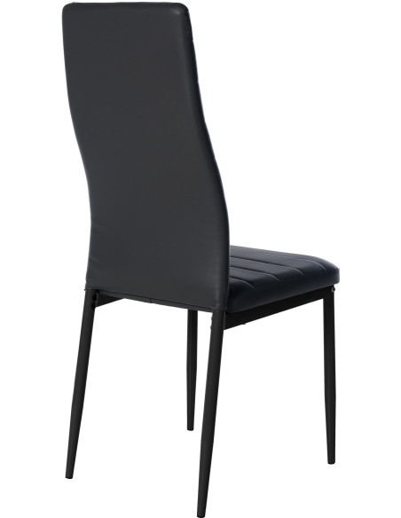 Chaise moderne dossier haut en Polyuréthane Noir Métal Noir Lina - 3