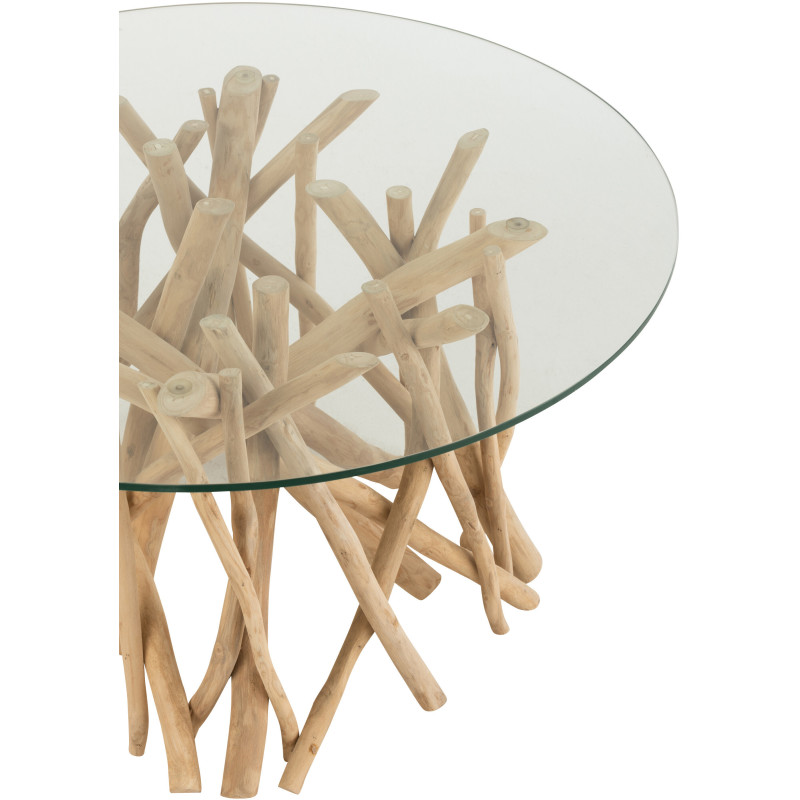 Table basse Ronde Eda en Bois de teck Naturel Verre - 3