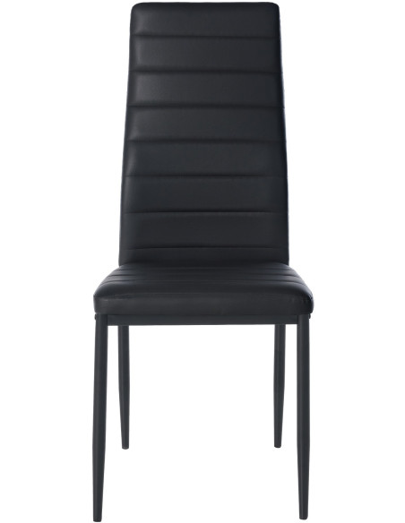 Chaise moderne dossier haut en Polyuréthane Noir Métal Noir Lina - 5