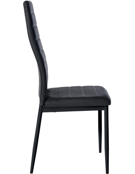 Chaise moderne dossier haut en Polyuréthane Noir Métal Noir Lina - 6