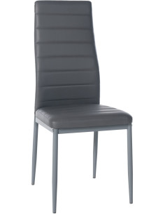 Chaise moderne dossier haut en Polyuréthane Gris Métal Gris Lina - 1