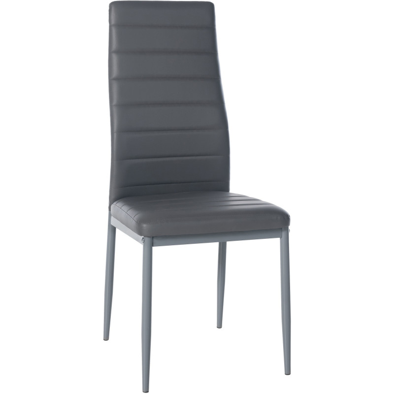 Chaise moderne dossier haut en Polyuréthane Gris Métal Gris Lina - 1