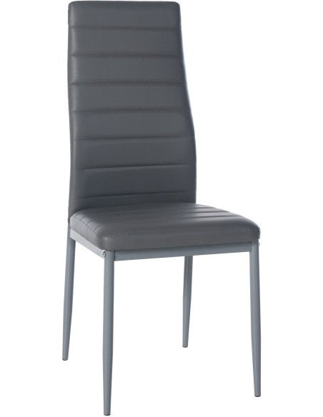 Chaise moderne dossier haut en Polyuréthane Gris Métal Gris Lina - 1