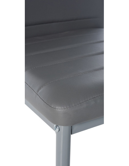 Chaise moderne dossier haut en Polyuréthane Gris Métal Gris Lina - 2