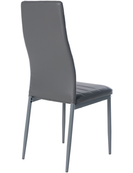 Chaise moderne dossier haut en Polyuréthane Gris Métal Gris Lina - 3