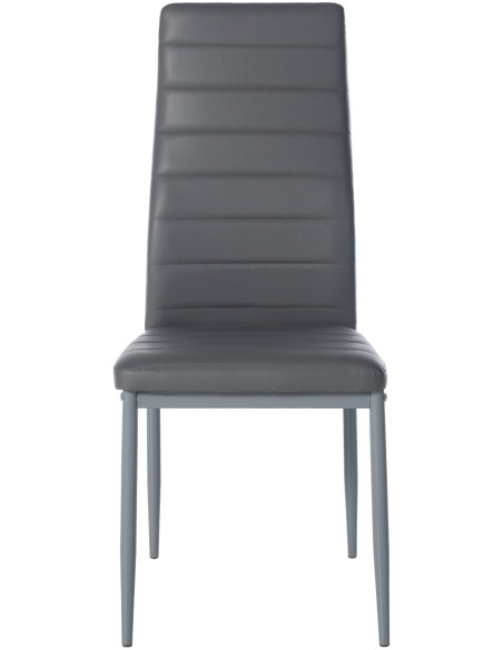 Chaise moderne dossier haut en Polyuréthane Gris Métal Gris Lina - 5