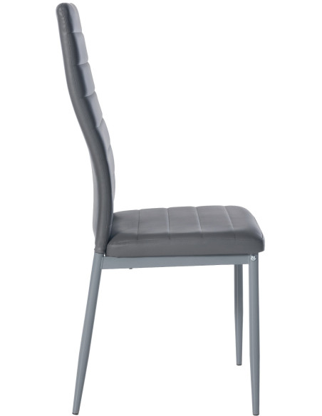 Chaise moderne dossier haut en Polyuréthane Gris Métal Gris Lina - 6