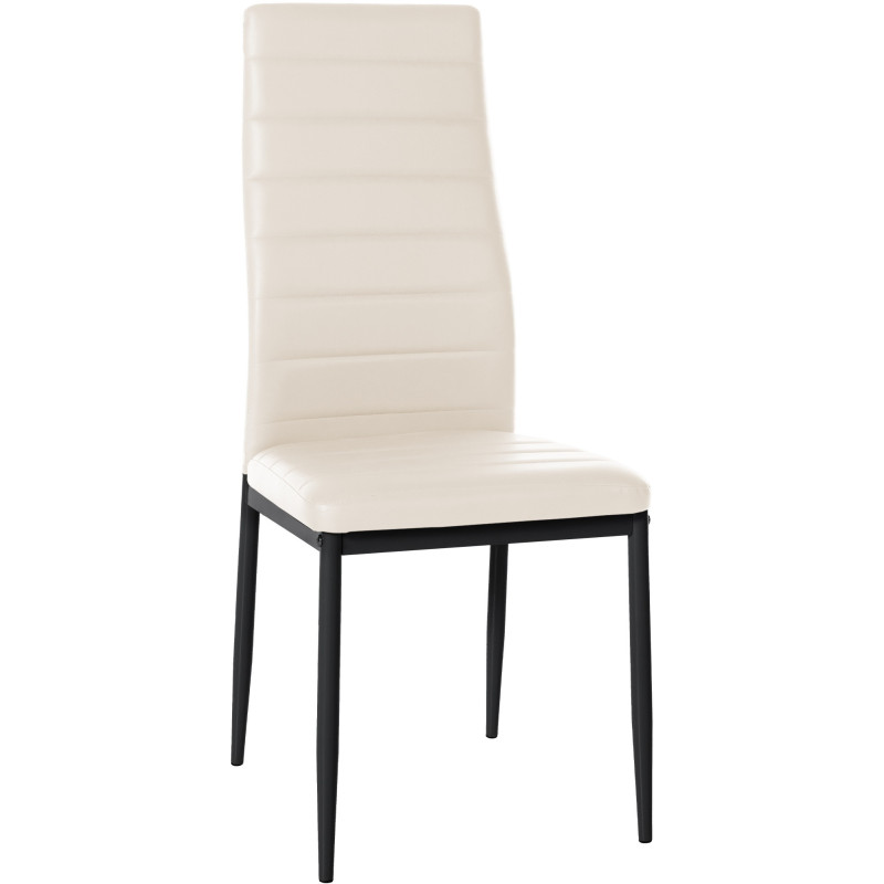 Chaise moderne dossier haut en Polyuréthane Blanc crème Métal Noir Lina - 1