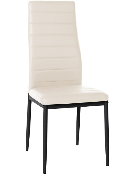 Chaise moderne dossier haut en Polyuréthane Blanc crème Métal Noir Lina - 1