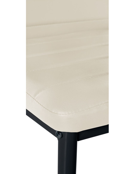 Chaise moderne dossier haut en Polyuréthane Blanc crème Métal Noir Lina - 2