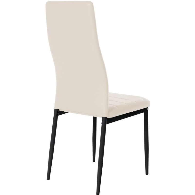Chaise moderne dossier haut en Polyuréthane Blanc crème Métal Noir Lina - 3