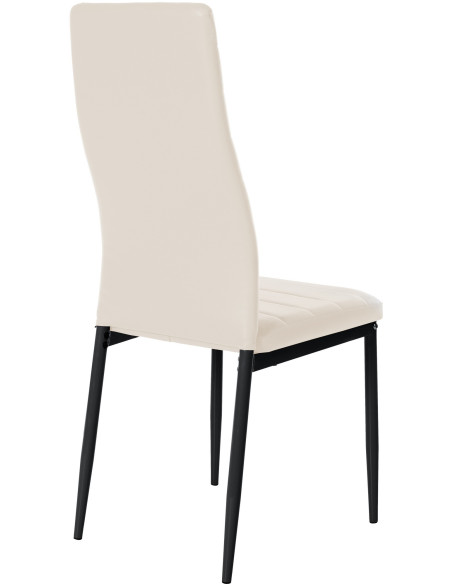 Chaise moderne dossier haut en Polyuréthane Blanc crème Métal Noir Lina - 3