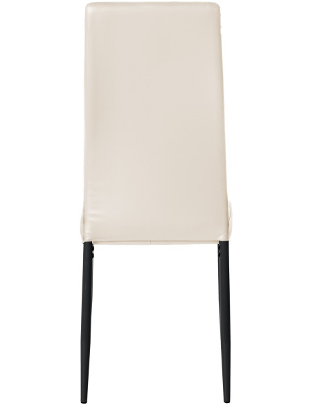 Chaise moderne dossier haut en Polyuréthane Blanc crème Métal Noir Lina - 4