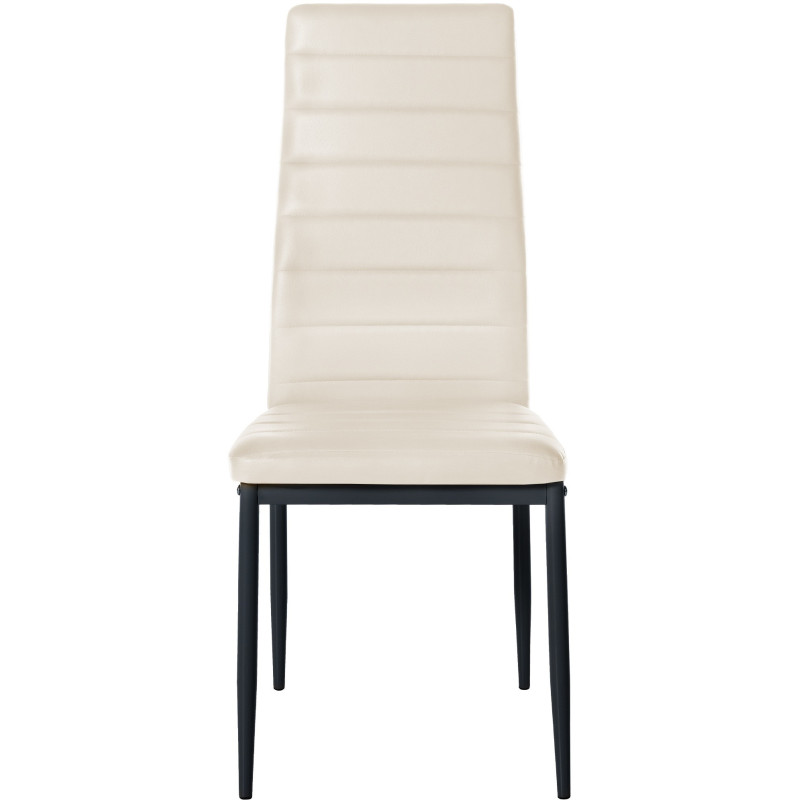 Chaise moderne dossier haut en Polyuréthane Blanc crème Métal Noir Lina - 5