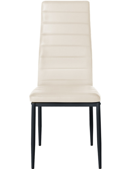 Chaise moderne dossier haut en Polyuréthane Blanc crème Métal Noir Lina - 5