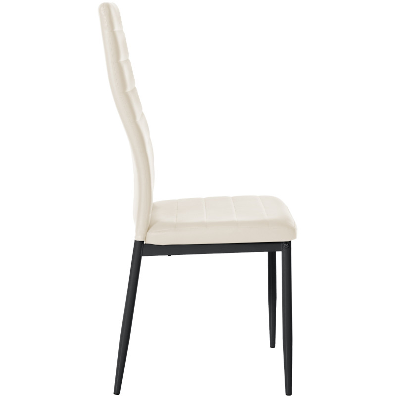 Chaise moderne dossier haut en Polyuréthane Blanc crème Métal Noir Lina - 6