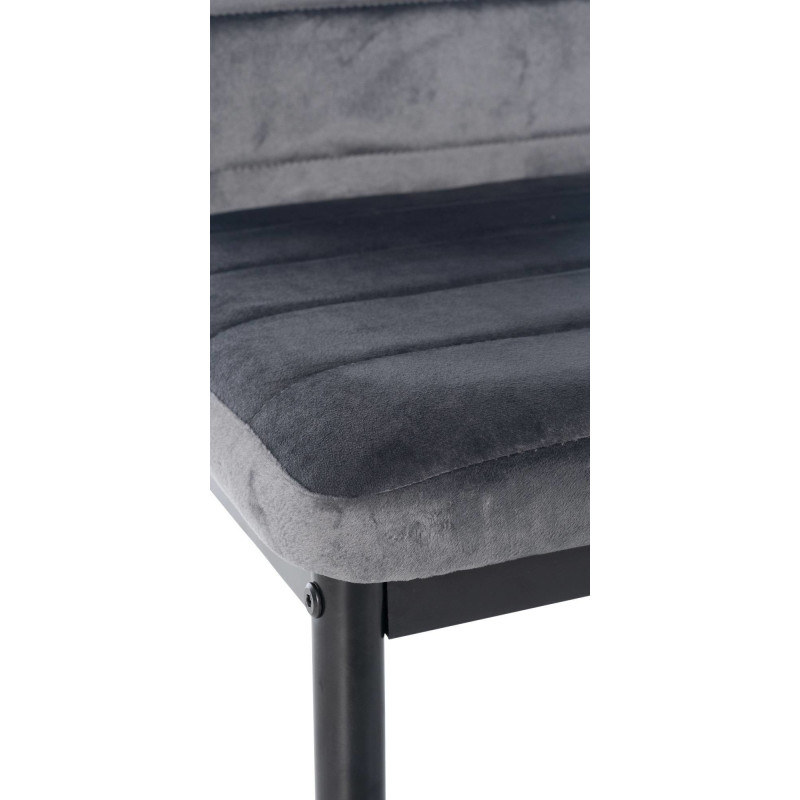 Chaise moderne dossier haut en Velours Gris foncé Métal Noir Lina - 2