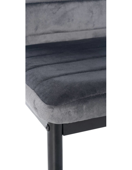 Chaise moderne dossier haut en Velours Gris foncé Métal Noir Lina - 2