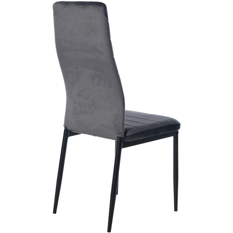 Chaise moderne dossier haut en Velours Gris foncé Métal Noir Lina - 3