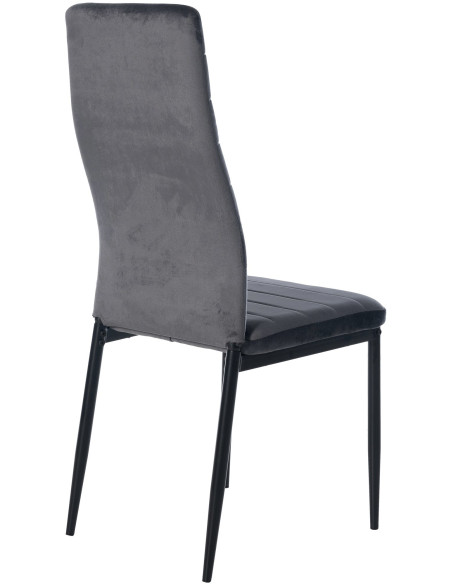 Chaise moderne dossier haut en Velours Gris foncé Métal Noir Lina - 3