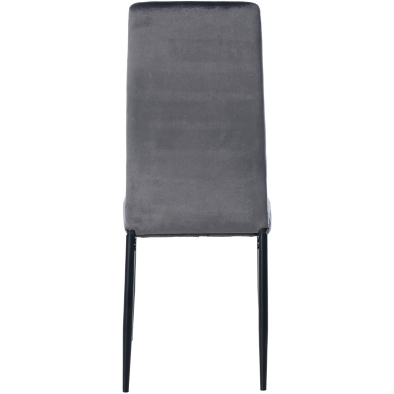 Chaise moderne dossier haut en Velours Gris foncé Métal Noir Lina - 4