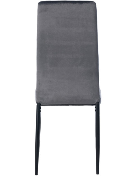 Chaise moderne dossier haut en Velours Gris foncé Métal Noir Lina - 4