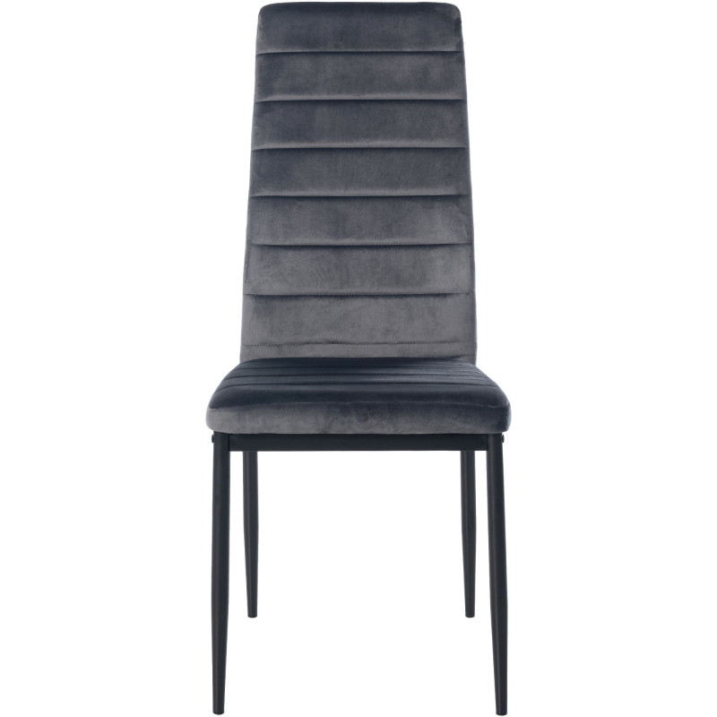 Chaise moderne dossier haut en Velours Gris foncé Métal Noir Lina - 5