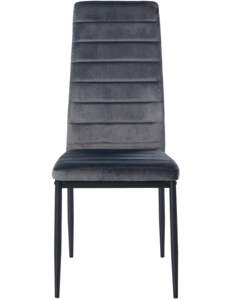 Chaise moderne dossier haut en Velours Gris foncé Métal Noir Lina - 5