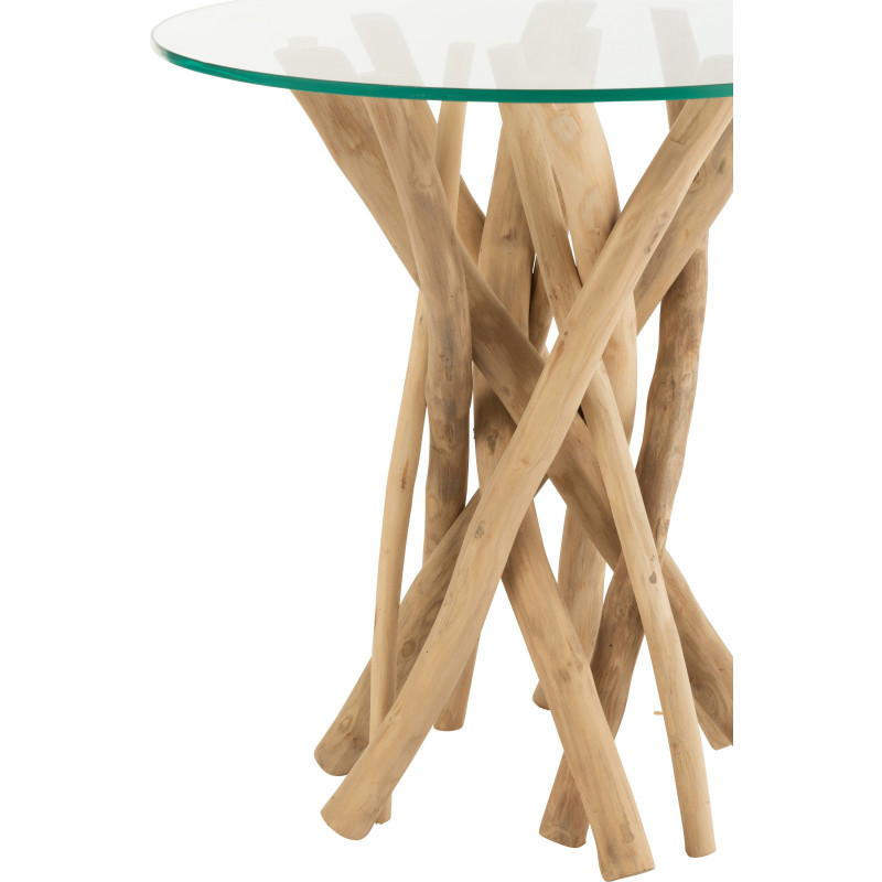Table d'appoint Ronde Eda en Bois de teck Naturel Verre - 2