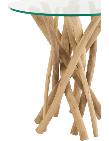 Table d'appoint Ronde Eda en Bois de teck Naturel Verre - 2