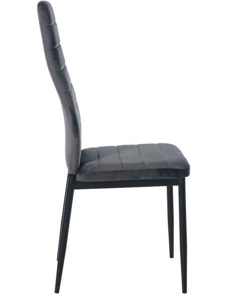 Chaise moderne dossier haut en Velours Gris foncé Métal Noir Lina - 6