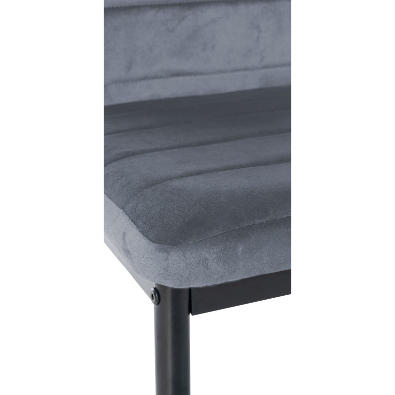 Chaise moderne dossier haut en Velours Gris clair Métal Noir Lina - 2