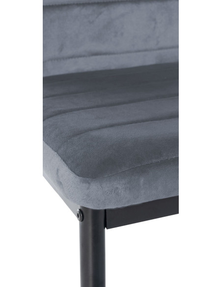 Chaise moderne dossier haut en Velours Gris clair Métal Noir Lina - 2