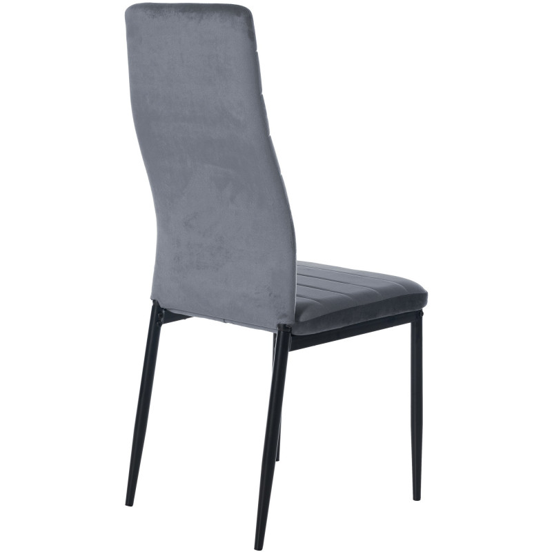 Chaise moderne dossier haut en Velours Gris clair Métal Noir Lina - 3