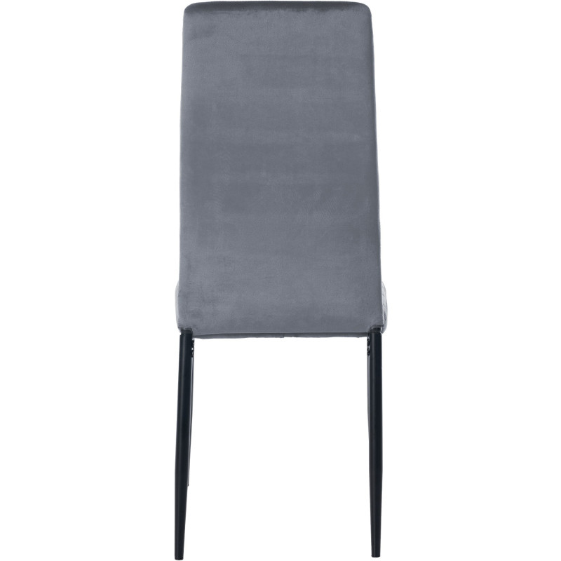 Chaise moderne dossier haut en Velours Gris clair Métal Noir Lina - 4